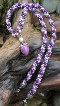 Load image into Gallery viewer, Kumihimo Necklace - Purpurite and Pearl