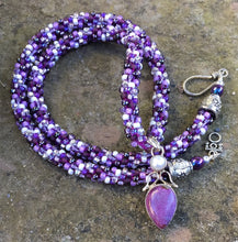 Load image into Gallery viewer, Kumihimo Necklace - Purpurite and Pearl