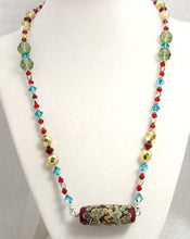 Load image into Gallery viewer, Lampwork Glass Necklace - Red Galaxy & Crystal