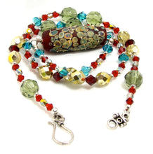 Load image into Gallery viewer, Lampwork Glass Necklace - Red Galaxy & Crystal