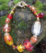 Load image into Gallery viewer, Lampwork Glass Bracelet - Orange Yellow Gold