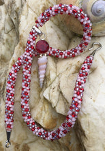 Load image into Gallery viewer, Kumihimo Necklace - Garnet with seashell