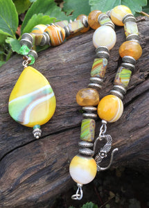 Mineral Necklace - Yellow and Green Onyx