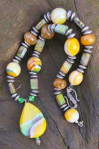 Mineral Necklace - Yellow and Green Onyx