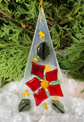 Holiday ornaments - Red and Gray Poinsettia