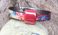 Load image into Gallery viewer, Leather Bracelet - Colors with Silver and Ceramic Slider