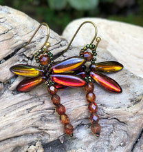 Load image into Gallery viewer, Dragonfly Beaded Earrings