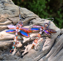 Load image into Gallery viewer, Dragonfly Beaded Earrings