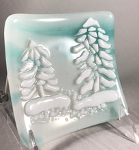 Load image into Gallery viewer, Snowy Trees Fused Glass Dish