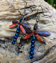 Load image into Gallery viewer, Dragonfly Beaded Earrings