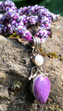 Load image into Gallery viewer, Kumihimo Necklace - Purpurite and Pearl