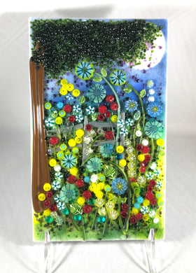 Moonlit Meadow Fused Glass Art Panel