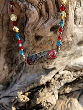 Load image into Gallery viewer, Lampwork Glass Necklace - Red Galaxy & Crystal