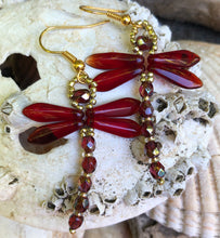 Load image into Gallery viewer, Dragonfly Beaded Earrings