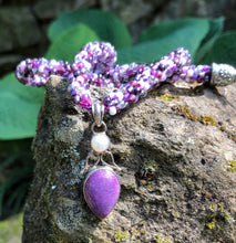 Load image into Gallery viewer, Kumihimo Necklace - Purpurite and Pearl