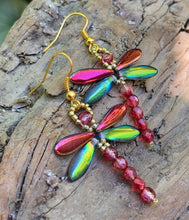 Load image into Gallery viewer, Dragonfly Beaded Earrings