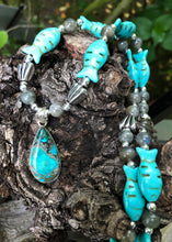 Load image into Gallery viewer, Mineral Necklace - Sea Sediment Jasper and Turquoise Fish Set