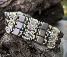 Load image into Gallery viewer, Beaded Bracelet - Brocade - Matte Clay and Burgundy