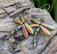 Load image into Gallery viewer, Dragonfly Beaded Earrings