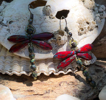 Load image into Gallery viewer, Dragonfly Beaded Earrings