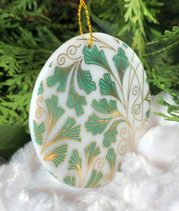 Holiday Ornaments - White with Vines