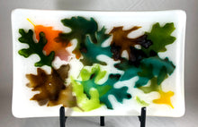 Load image into Gallery viewer, Seasonal Leaves Fused Glass Flat Dish