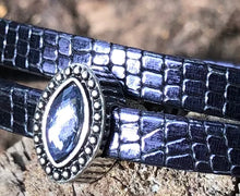 Load image into Gallery viewer, Leather Bracelet - Midnight Blue with Iolite