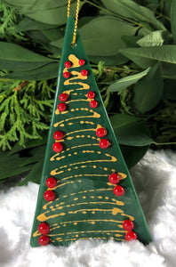 Holiday Ornaments - Festive Gold and Green Tree