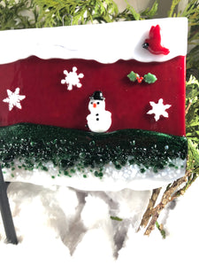 Fused Glass - Frolicking Snowmen Wall Hanging
