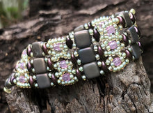 Load image into Gallery viewer, Beaded Bracelet - Brocade - Matte Clay and Burgundy