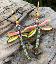 Load image into Gallery viewer, Dragonfly Beaded Earrings