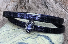 Load image into Gallery viewer, Leather Bracelet - Midnight Blue with Iolite