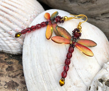 Load image into Gallery viewer, Dragonfly Beaded Earrings