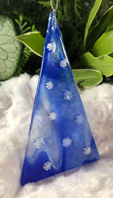 Holiday Ornaments -  Blue Streaky with Snowflakes