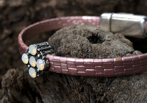 Leather Bracelet - Pink Greco Leather