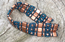 Load image into Gallery viewer, Beaded Bracelet - Brocade Copper and Zircon Blue