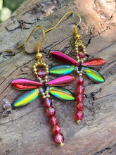 Load image into Gallery viewer, Dragonfly Beaded Earrings