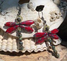 Load image into Gallery viewer, Dragonfly Beaded Earrings