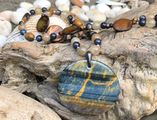 Load image into Gallery viewer, Mineral Necklace - Banded Blue Tiger’s Eye