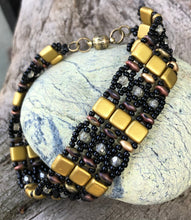 Load image into Gallery viewer, Beaded Bracelet - Black and Metallic