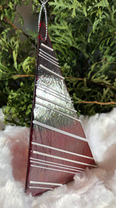 Holiday Ornaments - Red Iridescent with white stripes