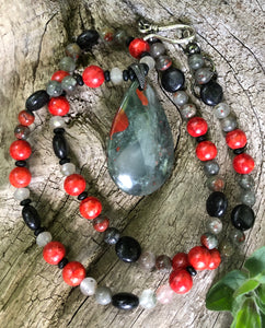 Mineral Necklace - Bloodstone and Turquoise