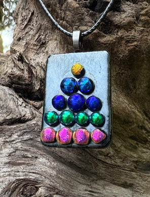 Dichroic Christmas Tree Fused Glass Pendant