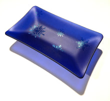 Load image into Gallery viewer, Fused Glass - Deep Royal Blue with Irid Snowflakes Dish