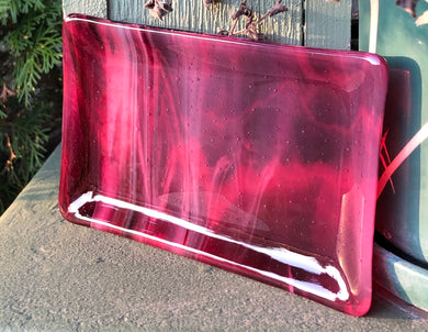 Cranberry & White Streaky - Fused Glass Dish