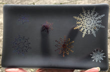 Load image into Gallery viewer, Fused Glass - Gray with Irid Snowflakes Dish