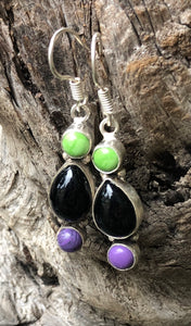 Onyx and Jade Dangle Earrings