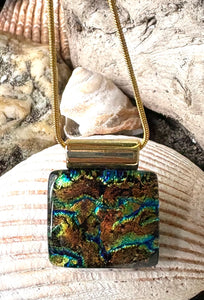 Autumn Bling Dichro Fused Glass Pendant
