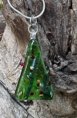 Christmas Tree Fused Glass Pendant