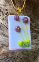 Load image into Gallery viewer, Trio of Violets - Fused Glass Pendant